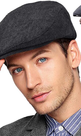 2Pack Adjustable Newsboy Hats for Men Flat Cap Mens Irish Cabbie Gatsby Tweed Ivy