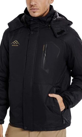 Men's Waterproof Ski Jacket Hooded Mountain Windbreakers Windproof Raincoat Winter Warm Snow Coat