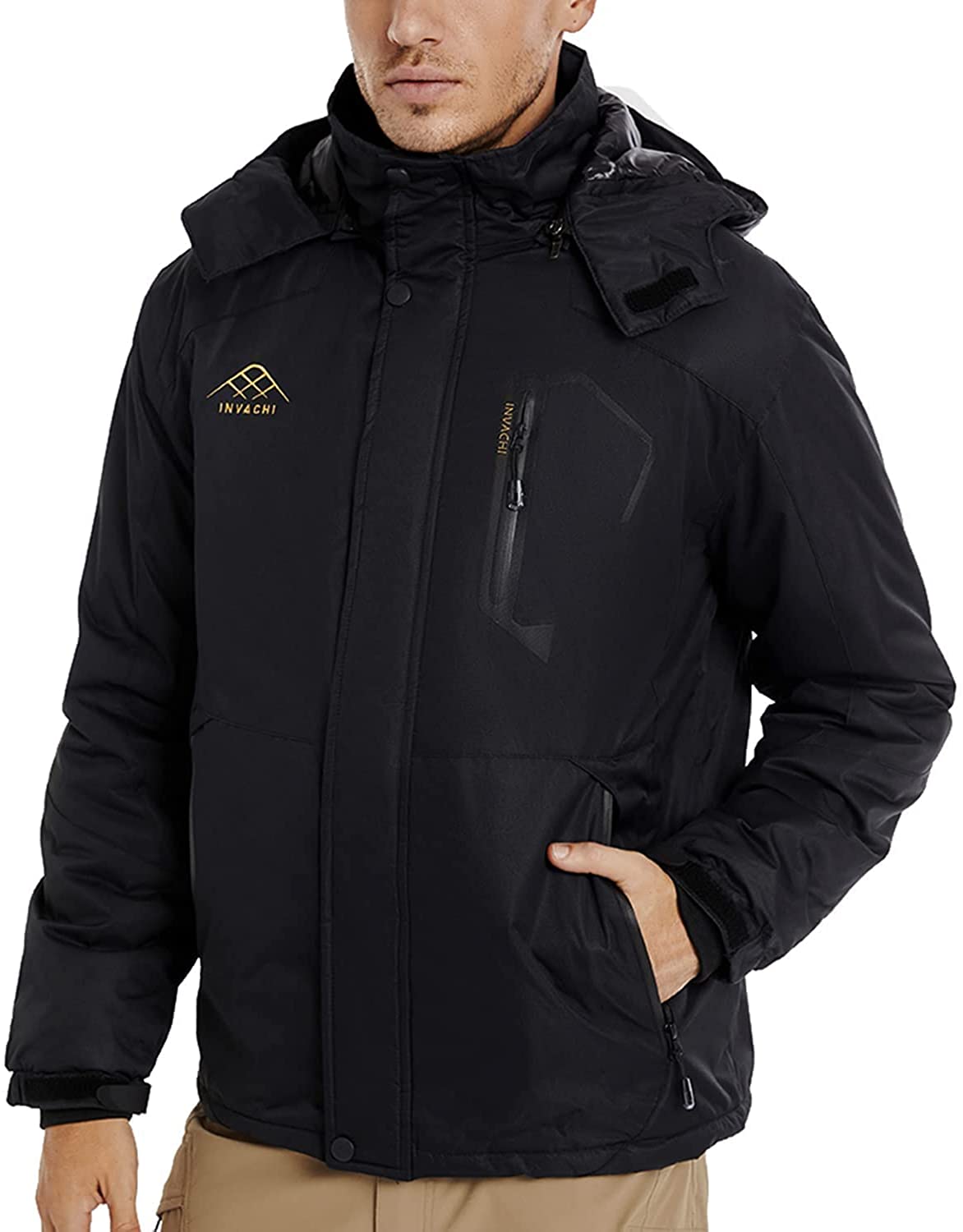 Men's Waterproof Ski Jacket Hooded Mountain Windbreakers Windproof Raincoat Winter Warm Snow Coat