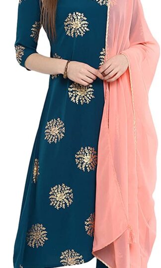 Indian Women's Tunic Tops Crepe Kurti Set with Dupatta for Women
