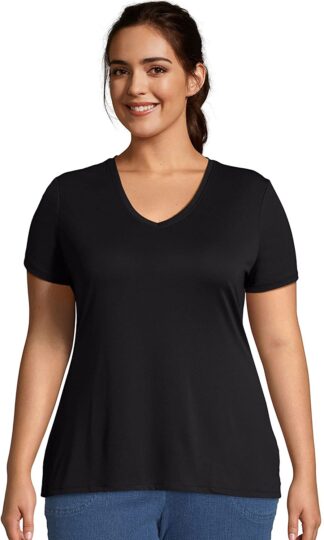 Just My Size Women's Plus-Size Cool DRI Short Sleeve V-Neck Tee