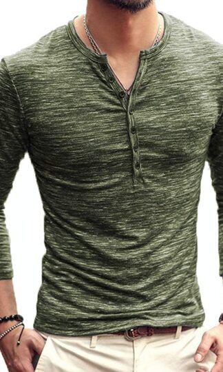 Mens Casual Slim Fit Basic Henley Short/Long Sleeve Fashion T-Shirt