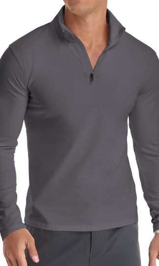 Men's Long/Short Sleeve Polo Shirts Quarter-Zip Casual Slim Fit Mock Neck Basic Designed Cotton Shirts