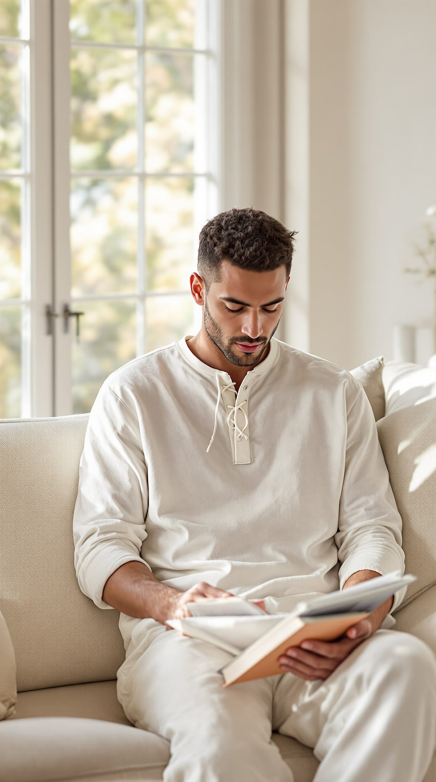 Mens Cotton Linen Shirts Lace Up Casual Beach Hippie Tee Shirts V Neck - Image 5