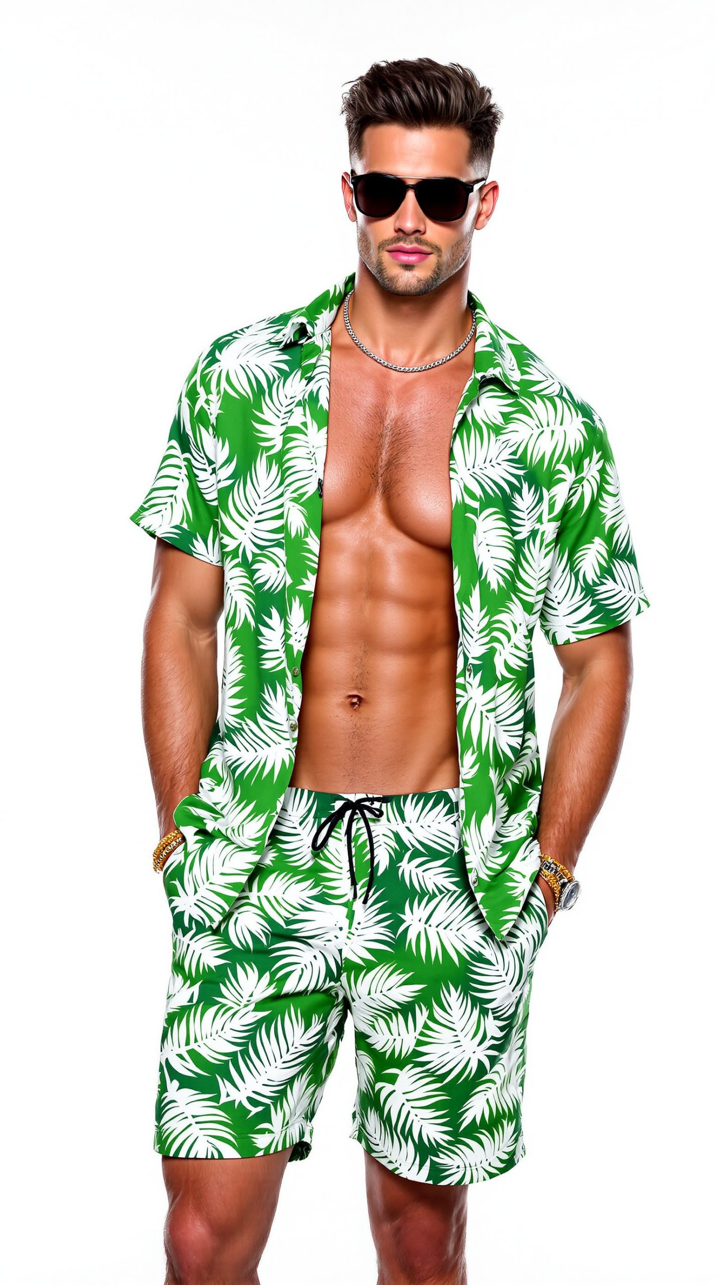 Men's Hawaiian Sets Casual Button Down 2 Piece Suit Floral Pattern Printed Summer Shirt for Vacation - Image 5