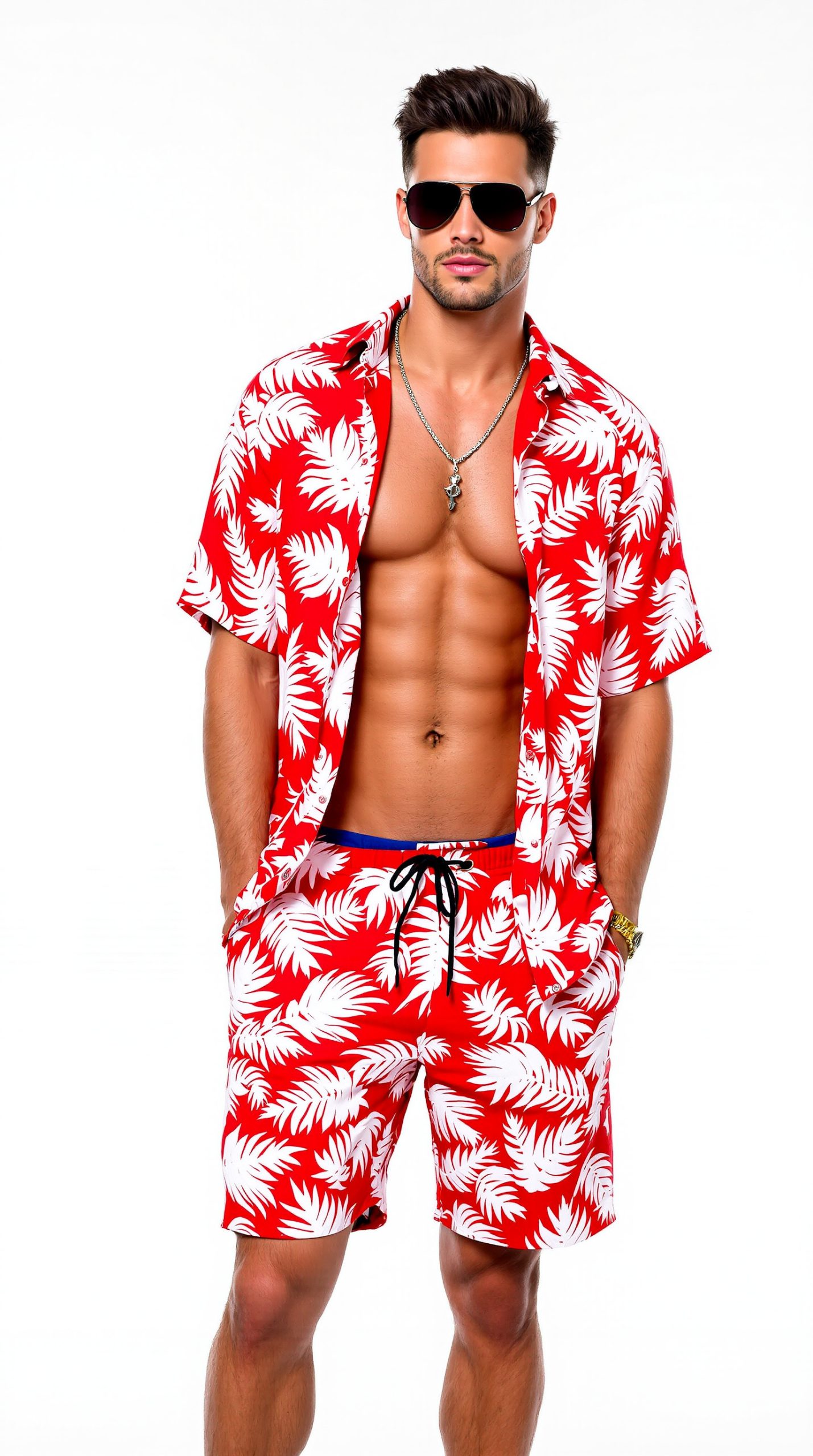 Men's Hawaiian Sets Casual Button Down 2 Piece Suit Floral Pattern Printed Summer Shirt for Vacation - Image 6