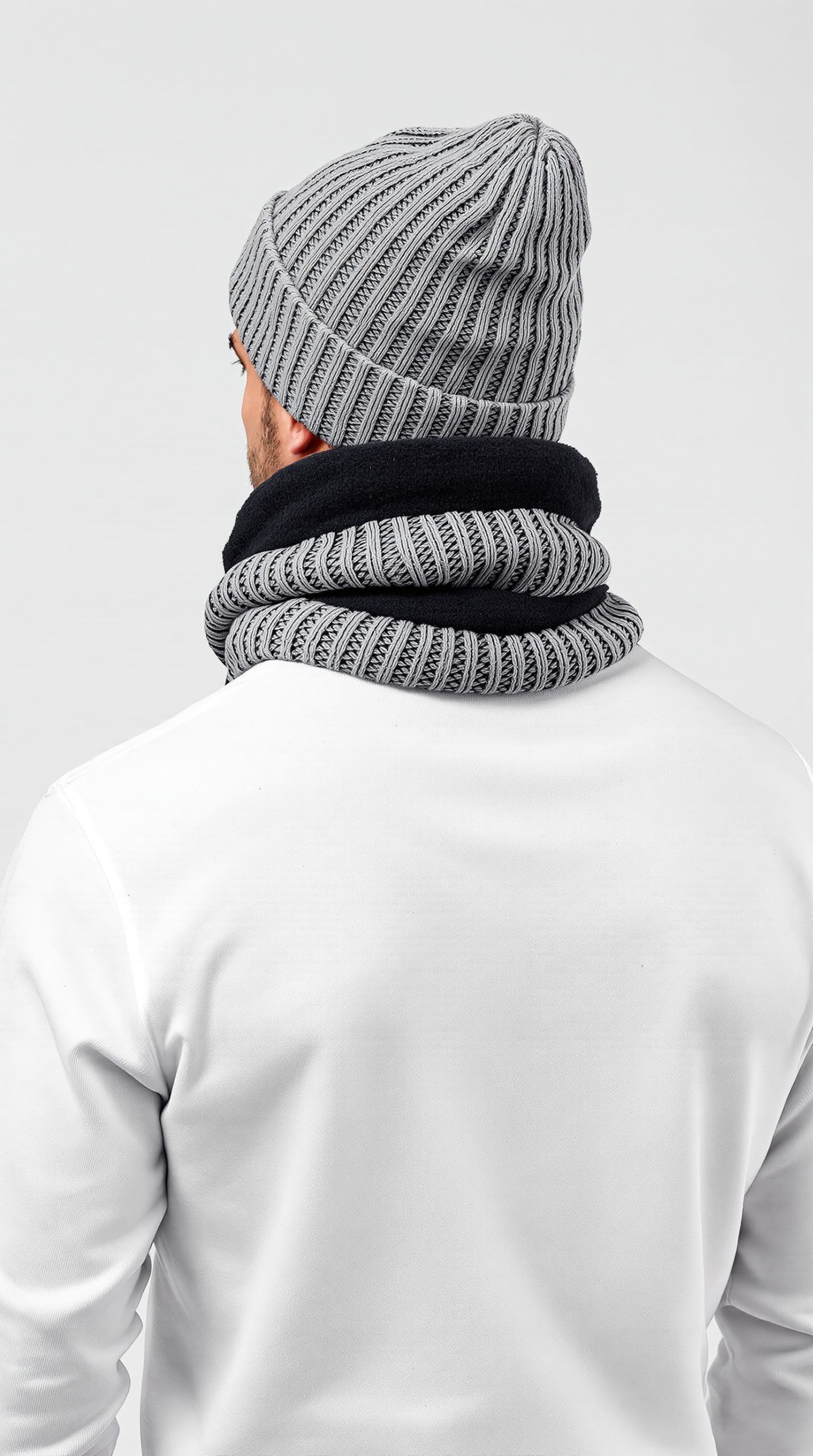 Mens Winter Beanie Hats Scarf Set Warm Knit Hats Skull Cap Neck Warmer with Thick Fleece Lined Winter Hat and Scarf for Women - Image 4