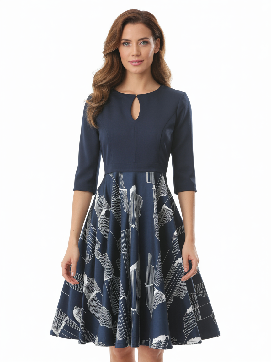 Women's Vintage Floral Flared A-Line Swing Casual Party Dresses with Pockets - Image 2