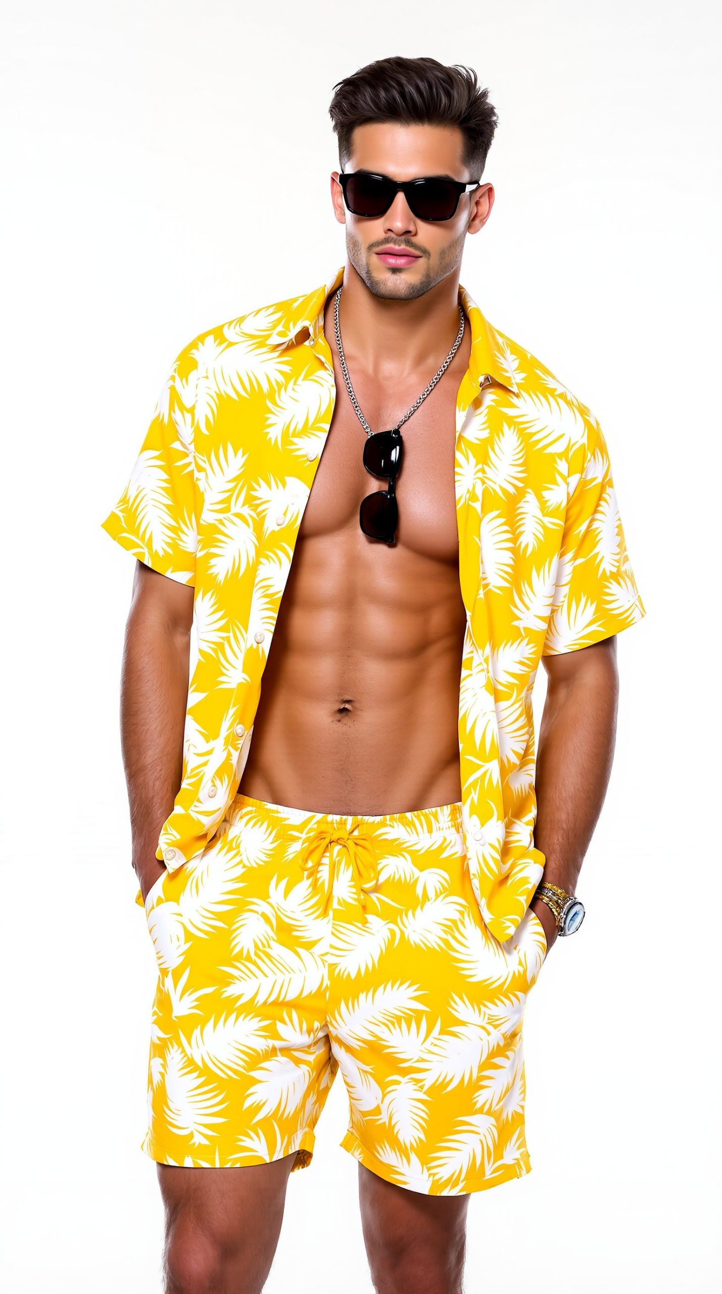 Men's Hawaiian Sets Casual Button Down 2 Piece Suit Floral Pattern Printed Summer Shirt for Vacation - Image 7
