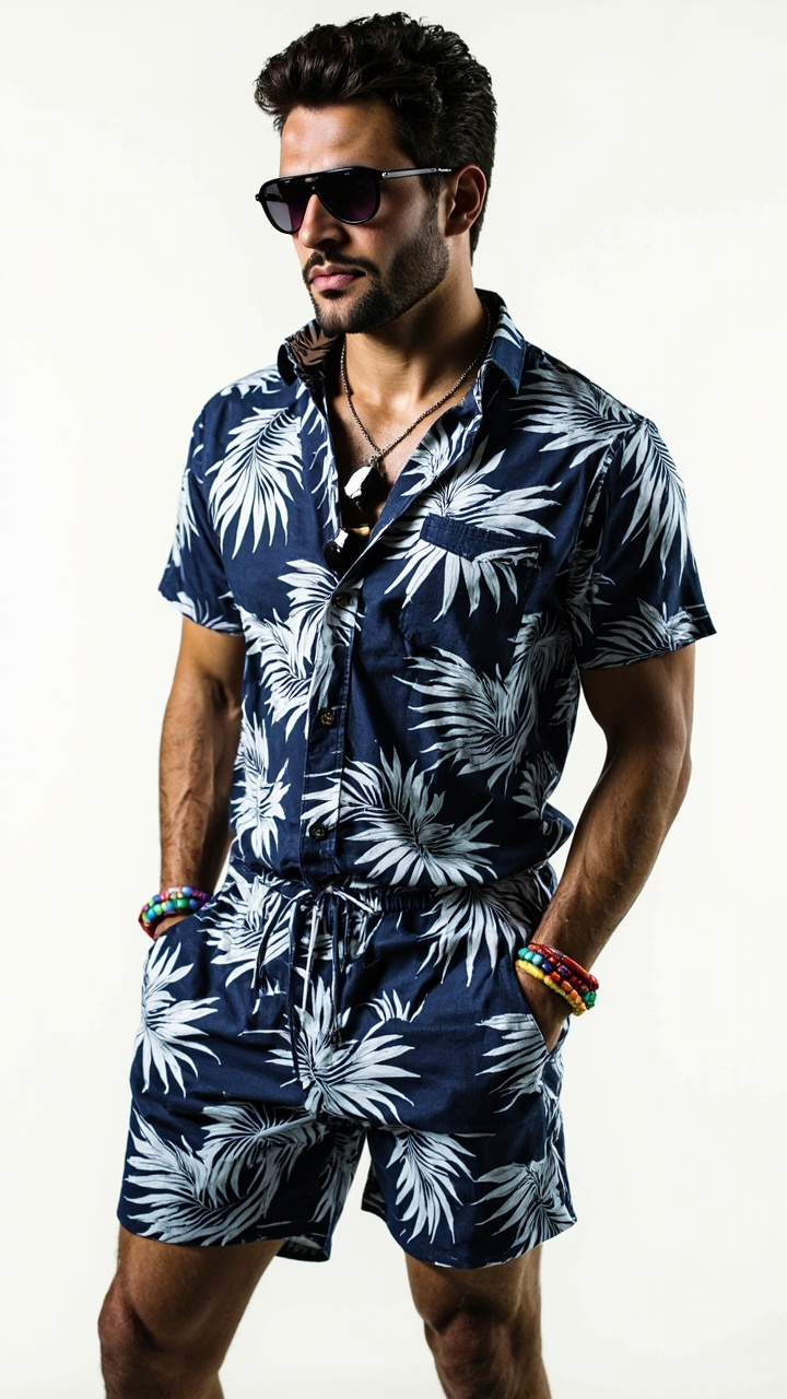 Men's Hawaiian Sets Casual Button Down 2 Piece Suit Floral Pattern Printed Summer Shirt for Vacation - Image 3