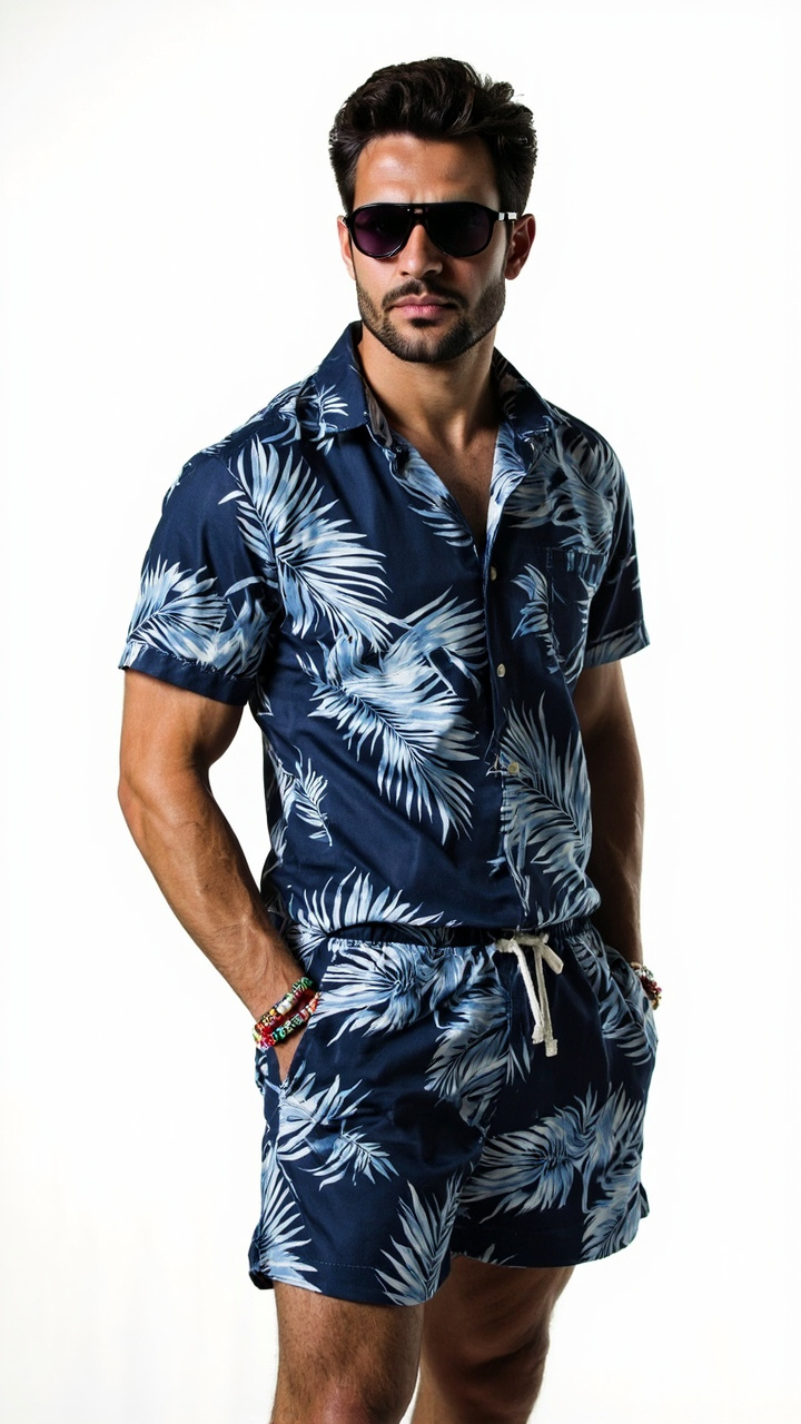 Men's Hawaiian Sets Casual Button Down 2 Piece Suit Floral Pattern Printed Summer Shirt for Vacation - Image 4