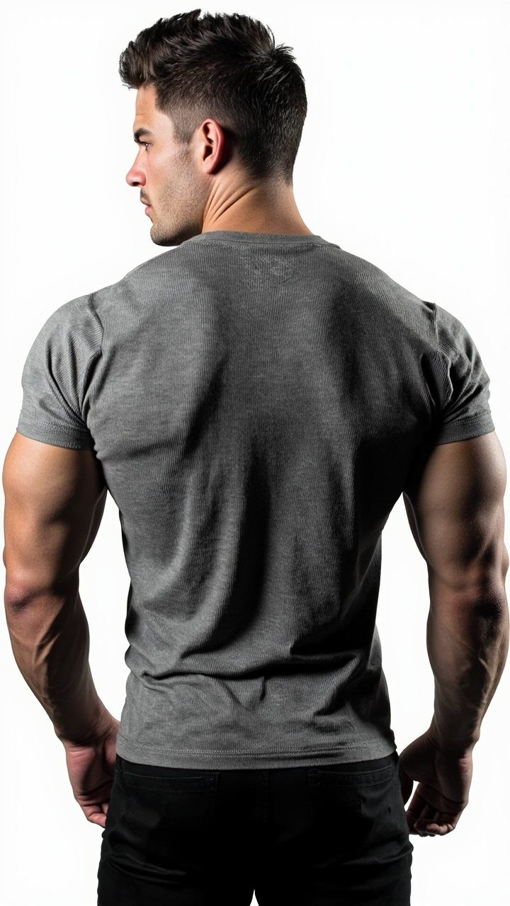 Men's Muscle T Shirts Stretch Short Sleeve V Neck Bodybuilding Workout Tee Shirts - Image 4