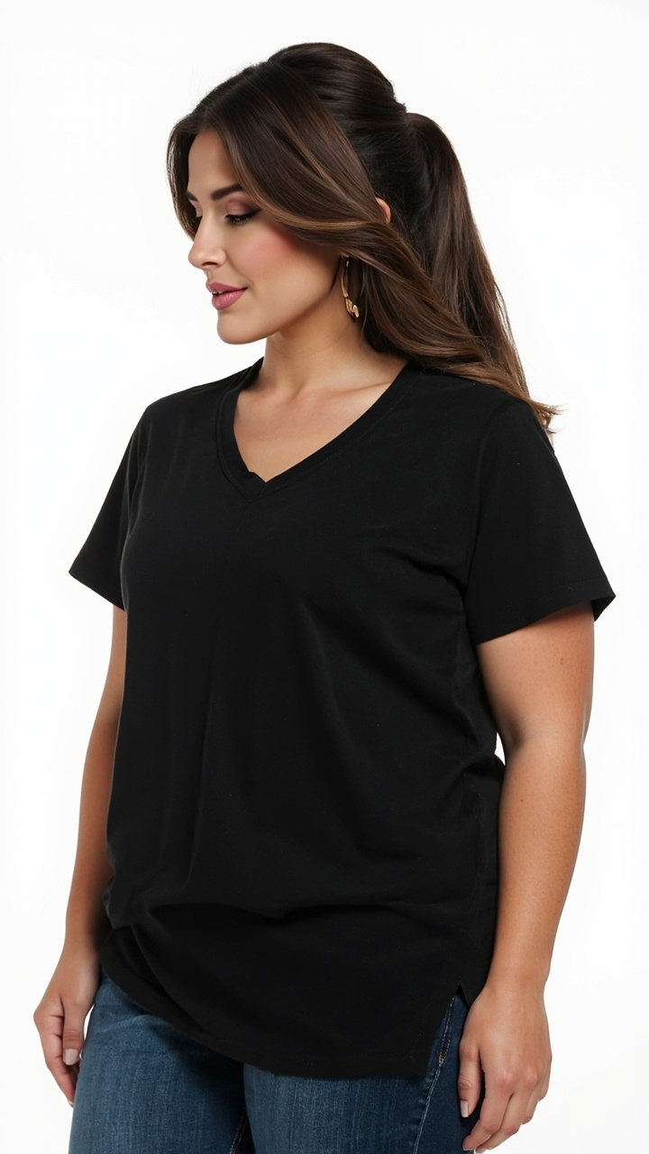 Just My Size Women's Plus-Size Cool DRI Short Sleeve V-Neck Tee - Image 4